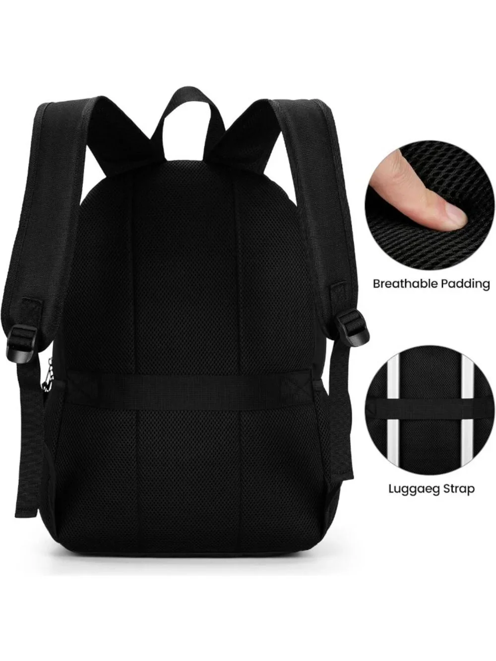Lightweight Black Backpack for School, Travel & Daily Use - Fits 15.6